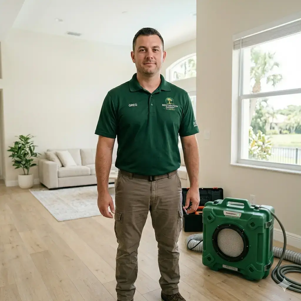 IICRC certified mold removal technician with professional equipment in Florida